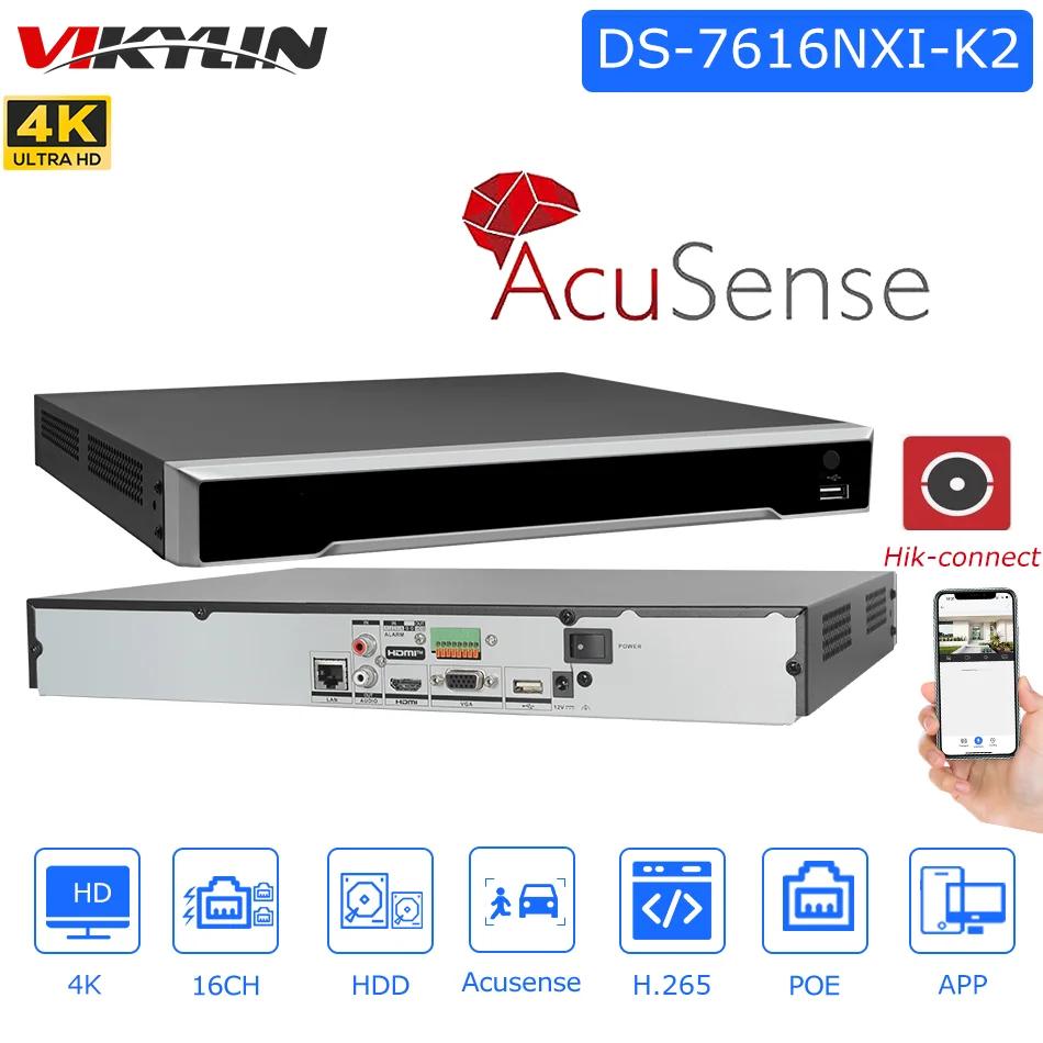 Vikylin Hikvision HDD   Ʈũ , 16CH Acusense 4K NVR DS-7616NXI-K2 2SATA ̽, IP ī޶